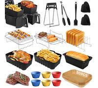 Moule Silicone Air Fryer pour Ninja AF400EU AF300EU 7,6L-9,5L, Accessoire Air Fryer Ninja, Ninja Double Stack XL Air Fryer Accessoires avec Grille Air Fryer, Moule à Gâteau