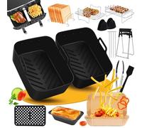 Moule Silicone Air Fryer pour Ninja AF400EU AF300EU 7,6L-9,5L, Accessoire Air Fryer pour Ninja Double Stack XL Friteuse Sans Huile avec Réutilisable Silicone Plat, Grille Racks, Grille de Grille
