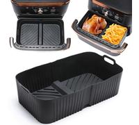 Moule Silicone Air Fryer pour Ninja AF500EU, Accessoire Air Fryer Réutilisable pour Ninja Foodi Flex 10,4 L，Airfryer Pot Carrée pour ninja air fryer, Four, Micro-Ondes, Noir