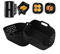 Moule Silicone Air Fryer pour Ninja Double Stack 7,6 l SL300EU, Plat Silicone Air Fryer Ninja Accessoires, Sans BPA, Réutilisable à la Place du Papier Sulfurisé, Noir