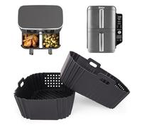 Moule Silicone Air Fryer Pour Ninja Double Stack 9,5L Xl Friteuse SL400EU, 2 Pièces Panier Accessoires Airfryer Compatible Avec Ninja Dual Zone AF400EU, Plat Air Fryer Réutilisable GADITIEK