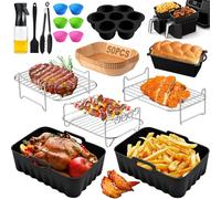 Moule Silicone Air Fryer Pour Ninja Foodi MAX Dual Zone Air Fryer AF400EU, AF300EU 7,6-9,5L, Accessoires Air Fryer Avec Grille Racks, Moule Cake, Moule à Pain
