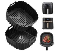 Moule Silicone Air Fryer pour Russell Hobbs 4L/4,3L& pour Philips 2000 4.2L | 2 Paquet Réutilisable Carré Airfryer Accessoires Moule Friteuse,Sans BPA,Passe au Lave-Vaisselle (27160-56,27610-56,NA229/00)