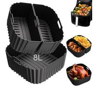 Moule Silicone Air Fryer pour Russell Hobbs Air Fryer XXL 8l/8,3L, 3 Paquet Réutilisable Carré Airfryer Accessoires Moule Friteuse pour Cecotec/Cosori/Aigostar