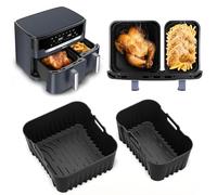 Moule Silicone Air Fryer pour Tefal Dual Easy Fry XXL EY942B à double chambre, Plat AirFryer Accessoires Tefal, Réutilisable au Lieu du Papier Cuisson Air Fryer Friteuse Accessoire