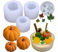 Moule Silicone Automne, Moule Citrouille Silicone, Moule Bougie Automne, Moules de Thanksgiving en silicone pour Bougies, Savons, Chocolats et Objets Artisanaux DIY (4PCS)