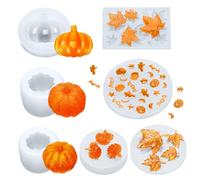 Moule Silicone Automne, Moule Citrouille Silicone, Moule Bougie Automne, Moules de Thanksgiving en silicone pour Bougies, Savons, Chocolats et Objets Artisanaux DIY (7PCS)