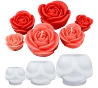 Moule silicone bougie fleur,3 pièces moule à bougie en forme de rose Sont Faciles à Démouler, dessert Parfaits pour la Fabrication De Bougies Parfumées Artisanales, Savons, Plâtre, DIY Résine