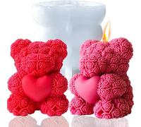 Moule Silicone Bougie,Moule Bougie Ourson,Moules en silicone pour ours Faciles à Démouler,pour la Bougies parfumées,cadeaux de Saint-Valentin,Artisanat en Résine moules à savon (XL)