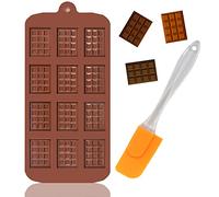 Moule Silicone Chocolat Bomtop - 12 Cavités Antiadhésives + Grattoir, Mini Tablette pour Pièces Maison, Gaufres, Pralines, Bonbons, Décoration de Gâteau