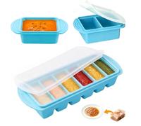 Moule Silicone Congélation Portions de Bouillon Cube Lot de 3, Moule Soupe Congélateur, Bac à Glaçons avec Couvercle, Congélation pour Soupe, Plats Préparés, Sauce, 6x125ml 2x250ml 500ml