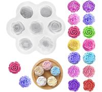 Moule Silicone Fleur 3D à 7 Cavités,Moule Fleur Silicone pour Bougie, Savon, Résine Époxy,Pâte à Sucre et Chocolat,Moule en Silicone Fleurs Rose & Pivoine pour DIY Artisanat,Gâteau,Bonbons,Décoration