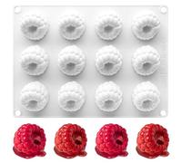 Moule silicone framboise 3D, 12 cavités, moule à dessert en silicone 3D, moule à pâtisserie en silicone framboise, moule en silicone framboise pour gâteau, chocolat, gelée, glace et pâtisserie créativ