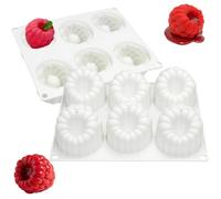 Moule silicone framboise 6 cavités trompe-l'œil blanc pour gâteau mousse chocolat et glaçons.