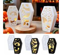 Moule Silicone Halloween,Moules En 3d FantôMes, Chauves-Souris, AraignéEs Moule Halloween,Lot de 3 moules forme de Cercueil D'Halloween (A)