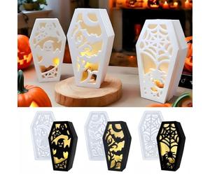 Moule Silicone Halloween，Moules En 3d FantôMes, Chauves-Souris, AraignéEs Moule Halloween，Lot de 3 moules forme de Cercueil D'Halloween (A)