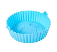 Moule Silicone Marmite réutilisable en silicone de 16,5 cm for friteuse à air, plaque cuisson ronde, facile nettoyer, pizza, tapis, accessoires for pour Friteuse Sans Huile(Blue)