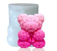Moule Silicone Ourson Bougie,Moule de Bougie ours fleur,moules à couler,moules à bougie DIY pour Bougies parfumées savons faits maison,cadeaux pour la Saint-Valentin cadeaux de Noël
