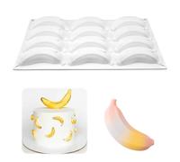 Moule Silicone Patisserie Banane, Moule Trompe L'oeil Fruit Sans BPA, 3D Moules Entremet Silicone, Facile à Nettoyer, Anti-adhésif Moules à Chocolat pour Cuisson de Mousse, Gelée, Dessert (12 Cavités)