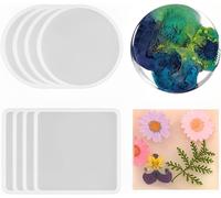 Moule Silicone Resine Epoxy Dessous: 8pcs Carré Resine Epoxy Moule Silicone+Rond Moule Silicone Resine, Cadeaux Diy