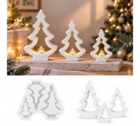 Moule Silicone Sapin Noël, 3 Cavités Moule Porte-Bougie en Forme de Sapin | Loisirs Créatifs Diy Décorations Noël Faites Main Pour Plâtre, Cire De Soja, Cire d‘Abeille, Résine Époxy
