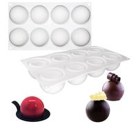 Moule Sphérique, Moule Demi Sphere Silicone, Moules en Silicone Demi-Sphère | 8 Cavités Ø 6.5 cm, Moules à Chocolat Boule, pour Faire Boules Chocolat, Gâteau, Glaçons, Mousse de Dôme, Blanc