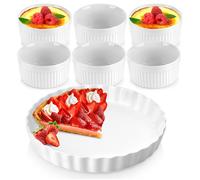 Moule tarte quiche + coupelles céramique blanc pâtisserie soufflé set 7 pcs