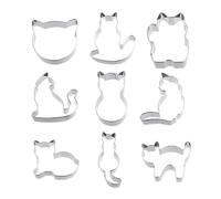 Moules À Biscuits Chaton, Animaux De Dessin Animé, Outils De Cuisson, Moules À Biscuits Créatifs, En Acier Inoxydable, 9 Pièces