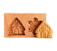 Moules à biscuits en bois 3D maison et flocons de neige gaufrage tampons à biscuits moule pour cuisine de Noël outils cuisson bricolage moules en bois, tampons, pour la cuisson, Co