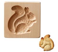 Moules à biscuits en bois d'écureuil, moule à biscuits 3D sculpté en bois de hêtre réutilisable pour biscuits, pain d'épices, sablés et friandises de vacances