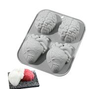 Moules à bonbons au chocolat, moules de cuisson d'Halloween | Moule de cuisson en forme de cœur et de cerveau, fabricant de bougies, moules en Silicone - Moules d'aromathérapie à 4 cavités, moule à