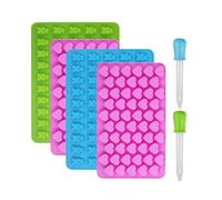 Moules à Bonbons en Silicone 4 Pièces Moule à Chocolat en Silicone et Plateaux à Glaçons Moules à Bonbons à Gummy avec 2 Compte-Gouttes pour Faire Bonbons Gommeux Gelée Chocolat