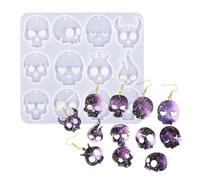 Moules À Boucles D'Oreilles Forme Crâne Halloween Réutilisable Et Démoulage | Moule À Bracelet DIY Artisanat Bijoux Résine UV Boucles D'Oreilles Pendentifs Charms