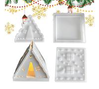 Moules à bougie en silicone, moules de bougeoir en béton,Moule à chandelier en forme de maison avec design étoile et lune - Moule de camping pour Noël, craie