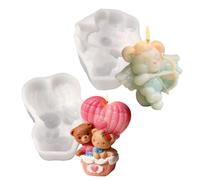 Moules à Bougies | 2 Moules en Silicone pour Couler la,Forme 3D Ours en Silicone pour à Bougie,pour Saint-Valentin Anniversaire Fête des Mères Cadeau Couple