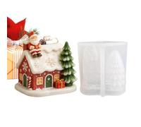 Moules à bougies de Noël Décoration Réutilisable Sculpture Maison du Père | Forme 3D maison de Noël en silicone Pour Maison Festive, Art DIY, Centre de Table, Savon, Résine Époxy, Ciment, Plâ