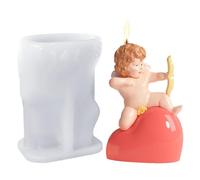 Moules à bougies en forme d'ange en forme de cœur antiadhésif, moule en silicone pour la maison, les fêtes, les décorations, les travaux manuels de festival, utilisé pour Noël, le Nouvel An, la maison