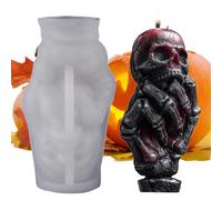 Moules à bougies en forme de crâne d'Halloween - Moule en silicone tête de mort à la main 3D, décoration d'Halloween, cadeaux idéaux pour les amis de la famille