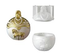 Moules à bougies en silicone en forme de boule de Noël, moule en pot en résine avec couvercle pour résine époxy et fabrication de bougies, tasse de savon, pot de bijoux, cercle de cheval, fonte de