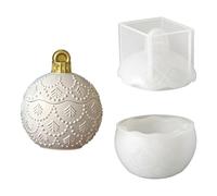 Moules à bougies en silicone en forme de boule de Noël, moule en pot en résine avec couvercle pour résine époxy et fabrication de bougies, tasse de savon, pot de bijoux, cercle de cheval, fonte de