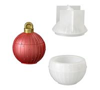 Moules à bougies en silicone en forme de boule de Noël, moule en pot en résine avec couvercle pour résine époxy et fabrication de bougies, tasse de savon, pot de bijoux, cercle de cheval, fonte de