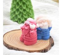 Moules à bougies en silicone pour gâteaux au chocolat et sucre, petit moule Père Noël compatible avec les décorations de Noël créatives - 02