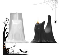 Moules à Bougies Halloween, 3D Moule à Bougies Fantôme Chat Halloween, Décoration Maison Créative pour Cire Plâtre Pâte à Modeler Étagère Fenêtre Arbre Cheminée Porche École