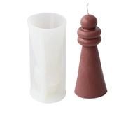 Moules à Bougies Moules à bougies pilier cylindrique 3D à géométrie haute, 4 pièces, moule en Silicone, décoration abstraite, artisanat Pour La Fabrication De Bougies(White05)