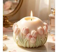Moules à bougies tulipes d'hiver, moules de Noël en résine de silicone pour | Moules à sucre en forme de sphère botanique, forme de polymère flexible blanc pour l'aromathérapie de gypse
