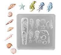 Moules à breloques en silicone pour ongles - Motifs océaniques 3D, moule de manucure à sculpter, outils de bijoux en époxy | Parfait pour l'artisanat en résine, bricolage, décoration de maison, projet