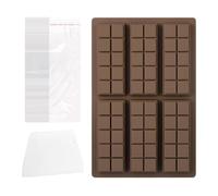 Moules À Chocolat 6 Cavités,Moules à Bonbons avec Raclette et 100 Sachets - Démoulage Facile Pour Bonbons Savon Cuisine Gummies Desserts Maison Chocolat