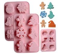 Moules à Chocolat de Noël 3D Thème de Noël Moules en Silicone pour Faire des Bonbons au Chocolat Gummy Ice Jello Wax Melts 2Pcs Savon Moule en Silicone