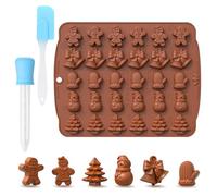 Moules à Chocolat de Noël en Silicone, 30 Cavités Moule à Chocolats de Noël, Petits Moule en Silicone de Noel, Avec Grattoir et Compte-Gouttes, Pour Muffins, Gâteaux, Gelée, Cire Fondue Molds