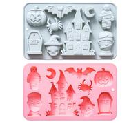 Moules à chocolat d'Halloween Paquet de 2 moules en silicone d'automne | 9 formes effrayantes, silicone alimentaire, paquet de 2, idéal pour les fêtes d'automne